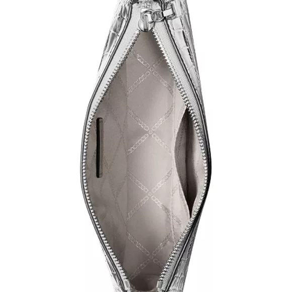 Michael Kors Empire Metallic Crocodile Embossed Leather Shoulder Pochette Bag - Picture 5 of 9